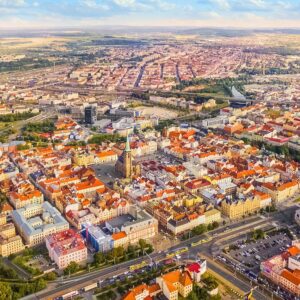 Aerial View of Pilsen (Plzeň), Bohemia, Czechia